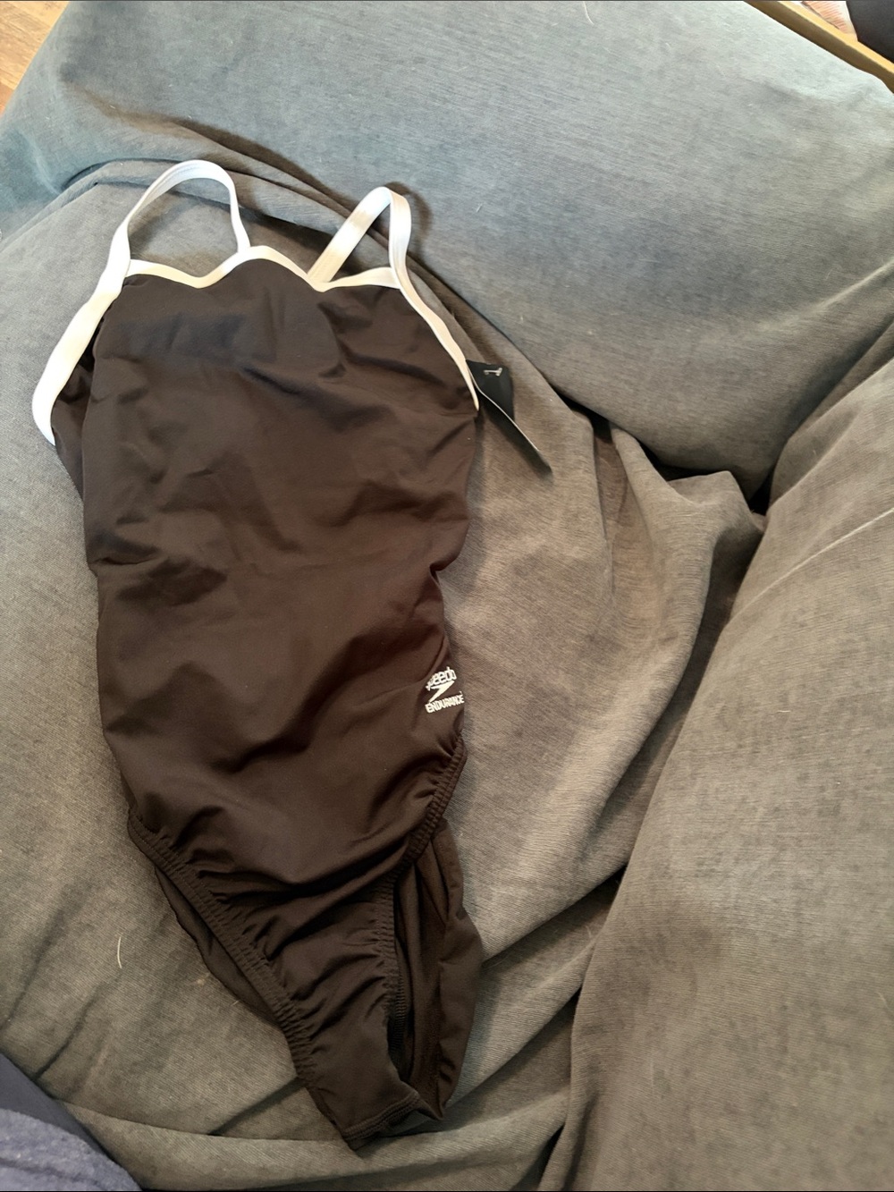 Speedo Black One-Piece Swimsuit with White Straps